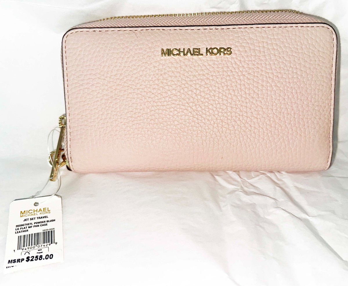 Michael Kors Jet Set Travel LGE Phone Case Leather Wallet Wristlet