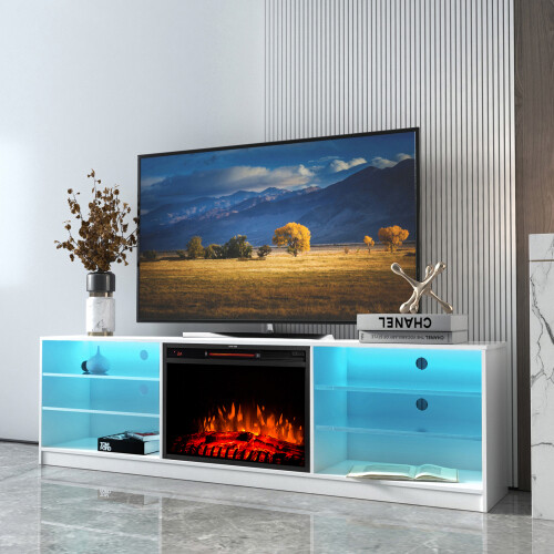 78u0026#034; Electric Fireplace TV Stand w/ LED TV Console Media Console for Up  to 85u0026#034; | eBay