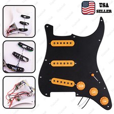 Prewired-Loaded SSS Pickguard Alnico V Pickups For Strat Matte Black Orange