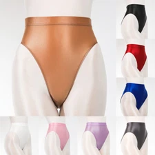 Womens Mens Silky Shiny Satin Glossy Wet Look Knickers Briefs Underwear Panties