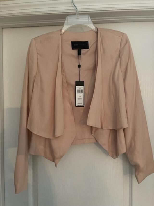 NWT BCBGMAXAZRIA ANIA Double Layer Jacket In Bare Pink SIZE S-Fast