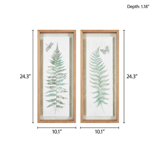 Wood Framed Wall Art,Glass Rustic Rectangle Botanical Home Decor Bedroom 2pcs - 第 9/9 張圖片