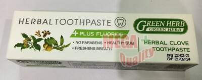 Green Herb Thai Herbal Toothpaste Natural Herb Clove Fresh Breath 30g