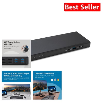 Versatile USB-C DisplayLink Dock - 14 Ports, 2 HDMI for Dual Monitor Setup