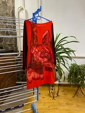 Save The Queen Dress Women’s S Abstract Whimsigoth Artsy Art Velvet Sleeve