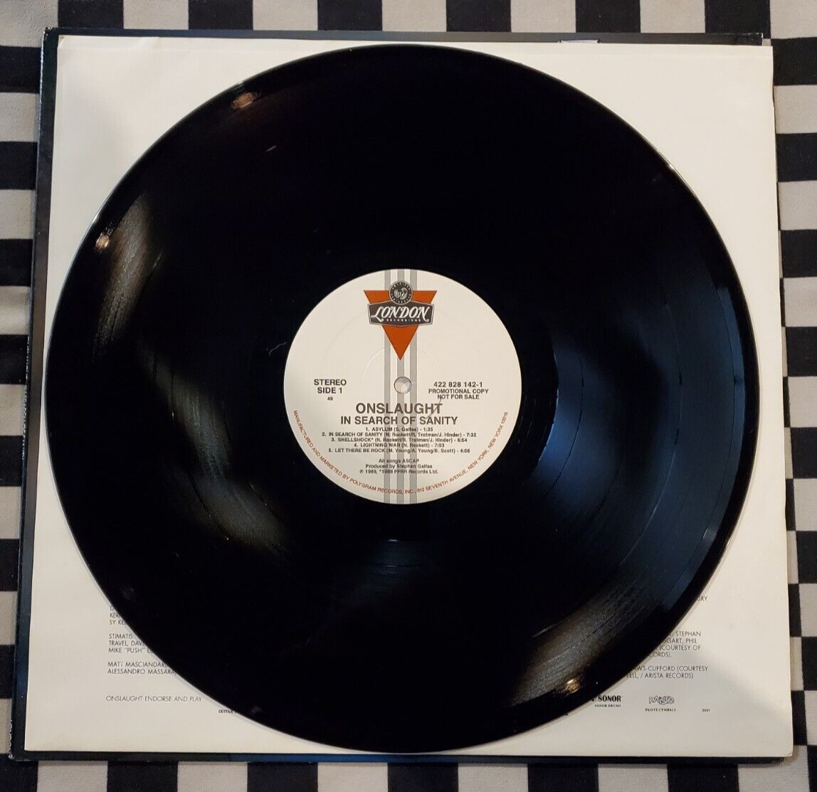 In Search Of Sanity LP by Onslaught vinyl 1989 VG+ 828142-1 London