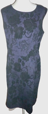 PEACOCKS DRESS -SIZE 18 ELEGANT AUDREY HEPBURN STYLE blue & black velour floral