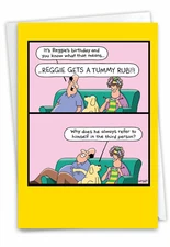 1 Funny Birthday Card with Envelope - Tummy Rub C3352BDG