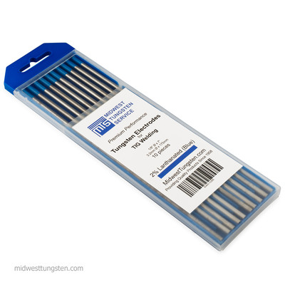 TIG Welding Tungsten Rod Electrodes 2% Lanthanated 1/8  x 7  (Blue, WL20) 10PK