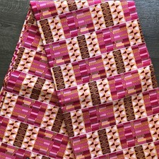 African fabric, Ankara fabric, Gold glitter Pink kente print fabric, Occasion