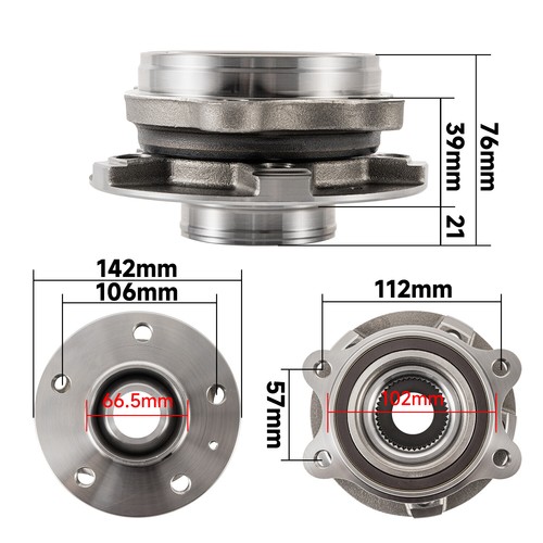 Pair Front Wheel Bearing Hub Assembly For Audi A4 A5 A6 A7 A8 Quattro RS5 RS7 - Picture 2 of 9