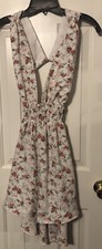 Women’s Shein Sexy Short Back Out White Floral Dress Size Large Item #1422