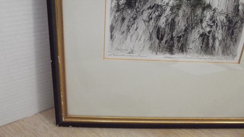 Pencil Signed Paul Geissler 1921 Etching “Neuschwanstein Clermont” Castle Framed - Picture 11 of 15