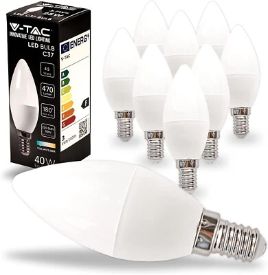 10X LAMPADINE LED 4,5W V-TAC E14 CANDELA LUCE CALDA/NATURA/FREDDA