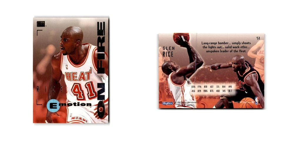 1994 SkyBox E-Motion Glen Rice Heat #51 - Image 3 of 3