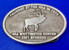 NRA Whittington Center 2001 Sponsor Elk Deer Hunt Founded 1973 Belt Buckle
