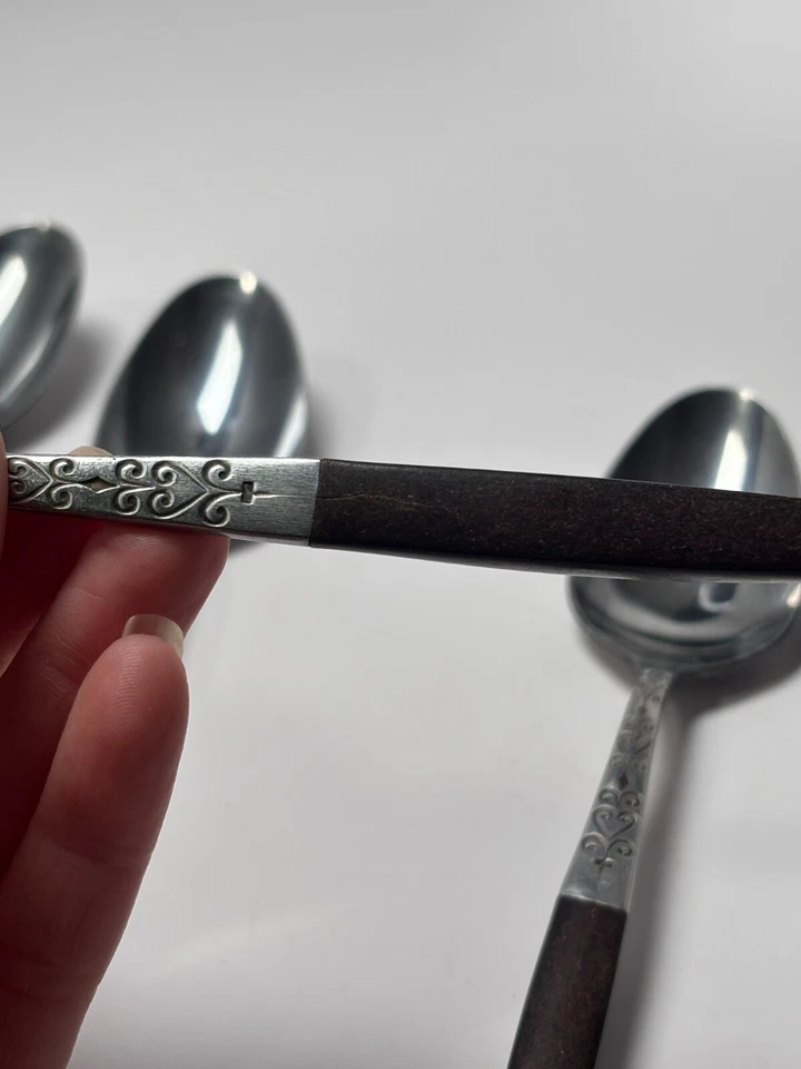 IMPERFECTO Interpur INR2 Acero Inoxidable Marrón Mango Madera MCM Japón Lote Cuchara Sopera 8" Foto 2 de 4