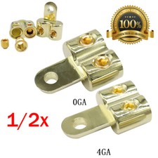 1/2x 0/4 Gauge Screw Wire Butt Ring Terminal Connectors Car Audio Wire Power Gol