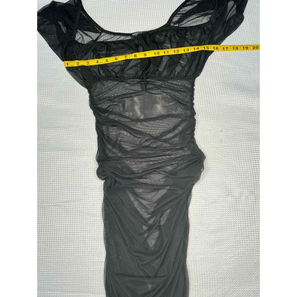 Vestido Nasty Gal Negro Malla Transparente Acanalado Coqueta Capricho TALLA 6 Foto 3 de 4