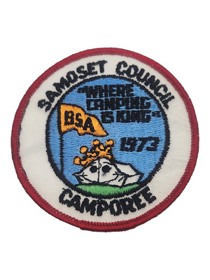 1973 Samoset Council Camporee Where Camping Is King Boy Scout BSA Patch
