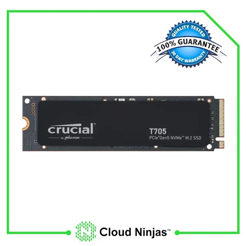 CRUCIAL 2TB M.2 PCIe5 NVMe SSD T705 CT2000T705SSD3 without Heatsink Game Ready - Afbeelding 1 van 2