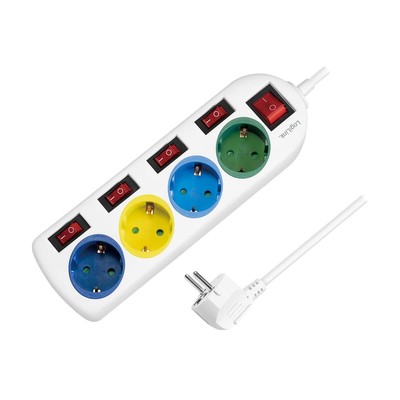 LogiLink LPS257 - 4-Outlet EEC 7/3 Electric Slipper with 5 On/... Switches