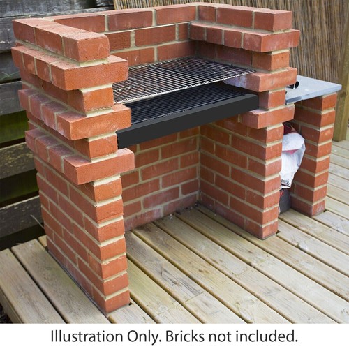 CHARCOAL BRICK BBQ DIY STAINLESS STEEL COOKING GRILL KIT EXTRA LARGE 90CM X 48CM 5055493854284