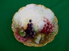 ANTIQUE J.P.L. JEAN POUYAT LIMOGES FRANCE HAND PAINTED LARGE BOWL ARTIST SIGNED