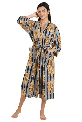 1Pc Indian Handmade Cotton Printed Kimono Bath Robes Night Maxi Gown Kimono Robe