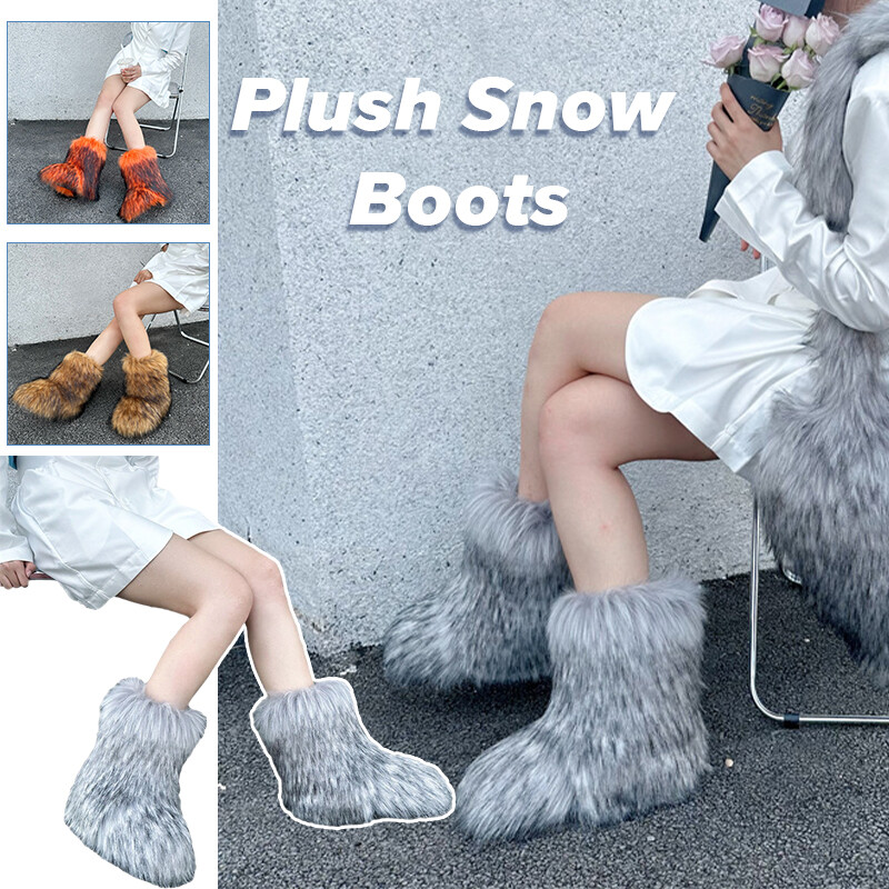 Womens Faux Raccoon Fur Snow Boots Winter Warm Round Toe Womens Faux Raccoon Fur Snow Boots Winter Warm Round Toe