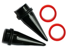 3/4" 7/8" 1 inch Black Tapers Red Screw Tunnels Gauges Ear Stretching Kit