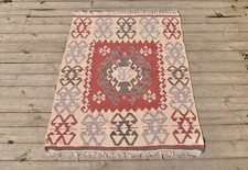 Tappeto turco Kilim 31''x41'' tessuto a mano in lana Oushak Bohemien 79x106 cm