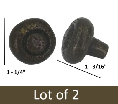 Cabinet Knobs - Hammered Dark Brown/Black Iron - Overstock OEM {Lot of 2}