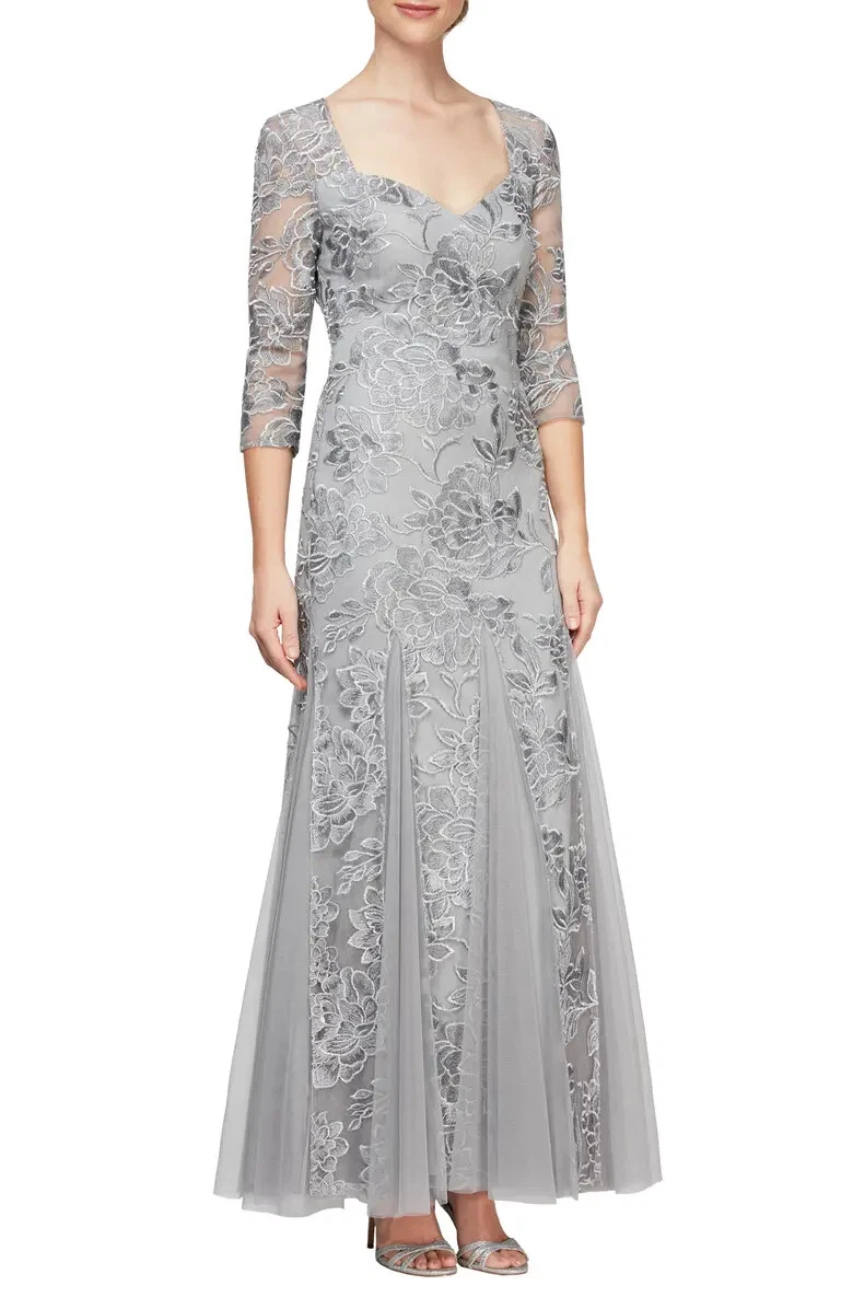 Alex evenings 2025 silver dress