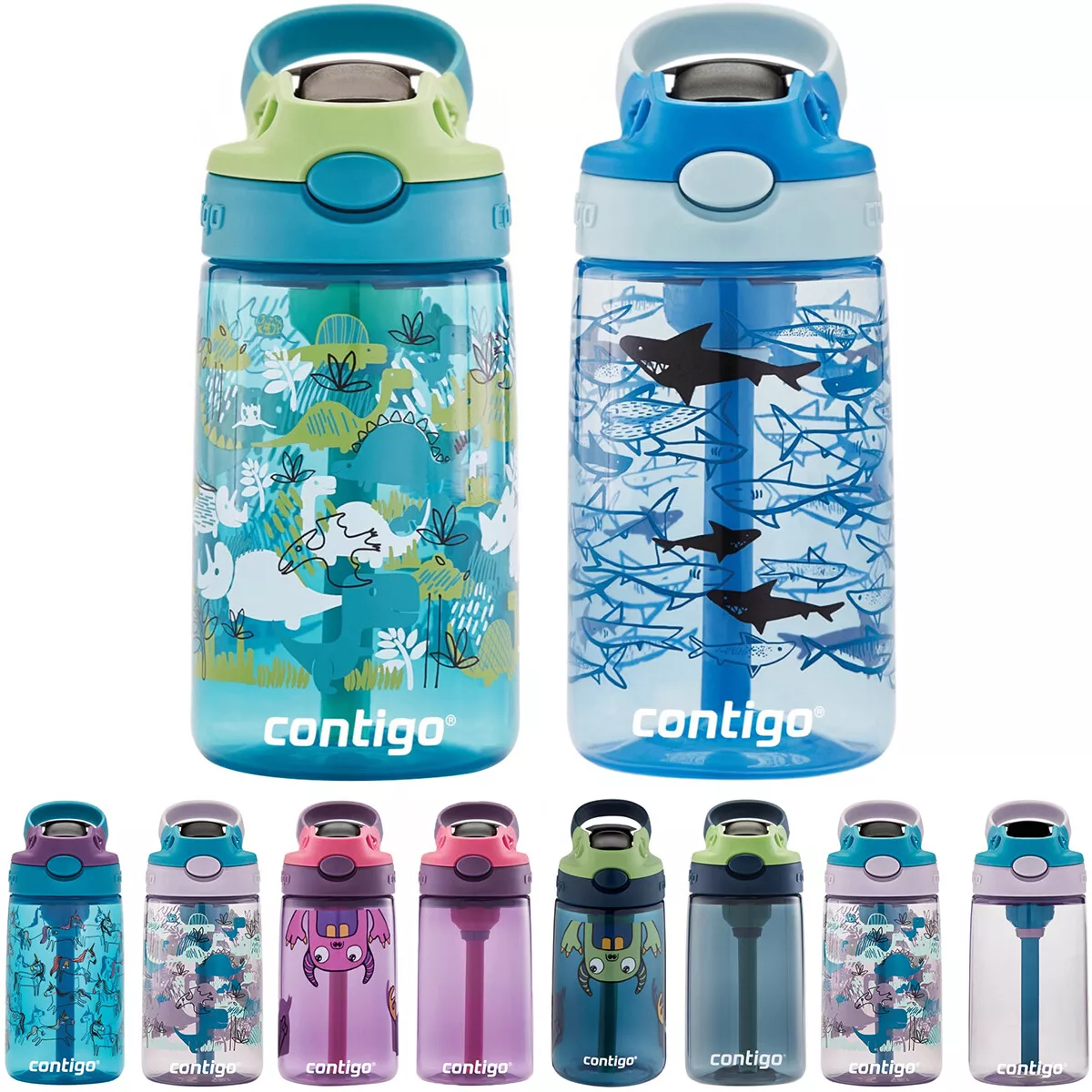 Contigo Kid's 14 oz. AutoSpout Straw Water Bottle with Easy-Clean Lid  2-Pack