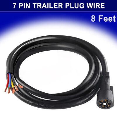 RV Trailer Plug Wire Connector Inline Cord 7 Pin Inline Harness Kit 8feet 7 Way.