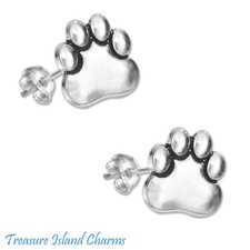 Dog Cat Paw Print 925 Solid Sterling Silver Post Stud Earrings MADE IN USA