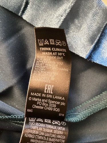 BNWT M&S BLUE VELVET PLEATED MIDI SKIRT SIZE 16 NEW - Picture 6 of 6