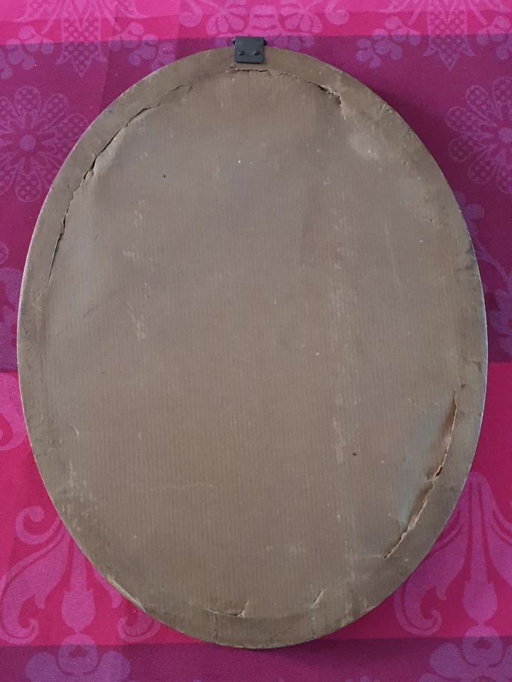 ancien Cadre ovale bois décoré photo enfant datée de 1932 - Photo 2/3