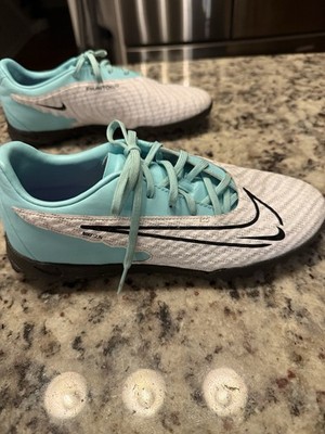 Nike Phantom GX Academy TF white and turquoise soccer turf shoes Size 5.5Y