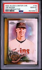 Joe Mauer 2022 Allen & Ginter Gold Refractor 43/50 #163 PSA 10 Twins Pop 2 HOF
