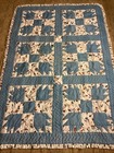 Vtg Handmade Bear Claw Patchwork Quilt Baby Blanket W/ Ruffled Edges 43” X 63” — photo 1