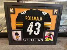 TROY POLAMALU PITTSBURGH STEELERS 44X36 FRAMED SIGNED JERSEY BECKETT WITNESS