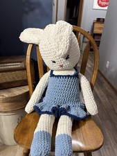 Handmade Very Large Crochet Easter Bunny 3.5 Ft Rare soft yarn Excellent