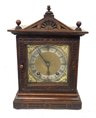 Antique WINTERHALDER & HOFMEIER  TING TANG  Oak Carved  Clock rare strike silent