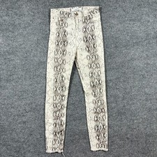 Zara Womens Skinny Jeans Size 2 Snake Print Premium Denim Mid Rise Raw Hem