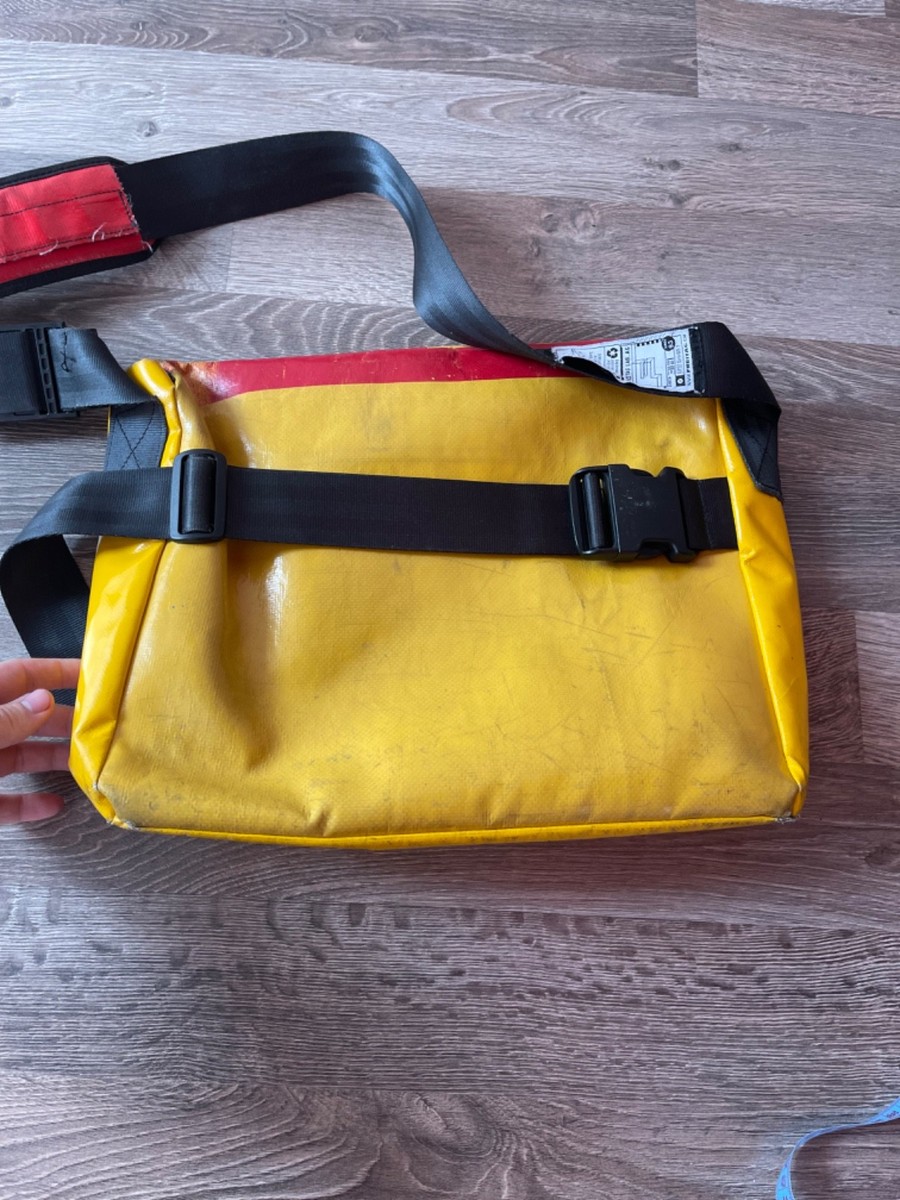 Freitag F12 DRAGNET Messenger Bag Yellow Red Recycled Truck Tarp