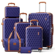 Luggage Sets 7 Piece Hard Shell Carry on Suitcase with Spinner Wheels and TSA...