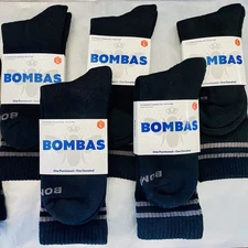 5 Pair- BOMBAS Socks Size LARGE - Mid Calf - Men/ Women / Teen -Winter