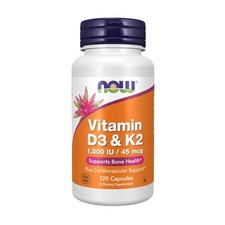 NOW Foods Vitamin D-3  K-2-120 Veg Capsules 120 Count Pack of 1 
